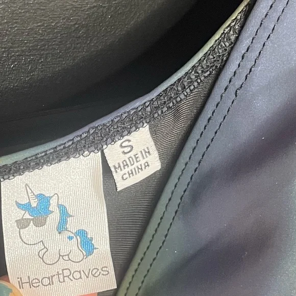 iHeartRaves Middle of Nowhere Rainbow Reflective Speed Clasp Bra Top - Picture 5 of 9